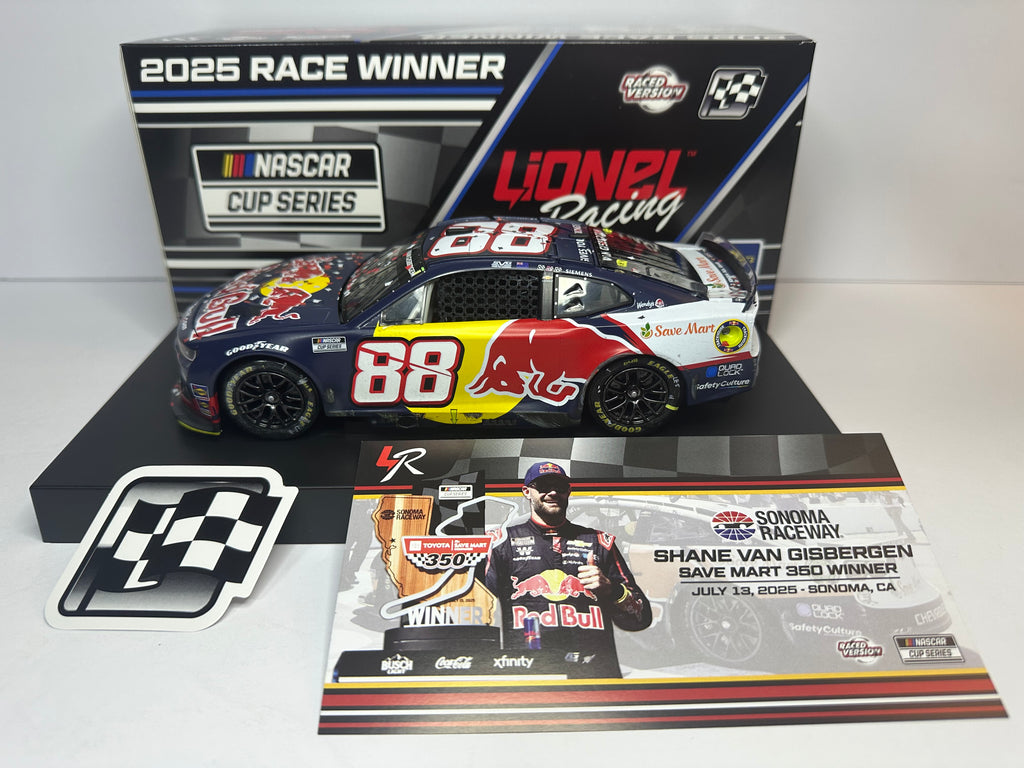 2025 Shane van Gisbergen #88 Red Bull Sonoma 7/13 Win NASCAR Diecast 1:24