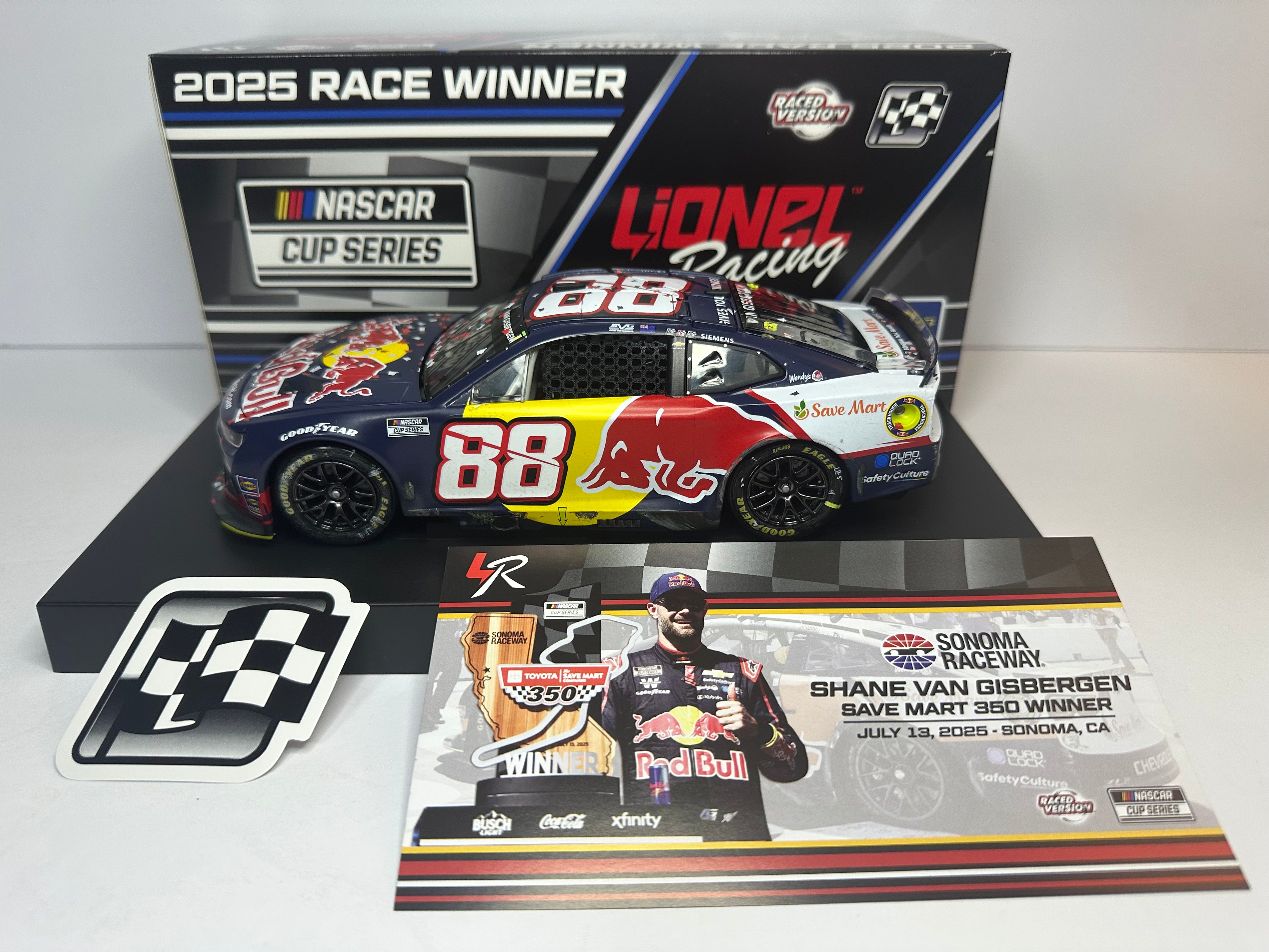2025 Shane van Gisbergen #88 Red Bull Sonoma 7/13 Win NASCAR Diecast 1:24