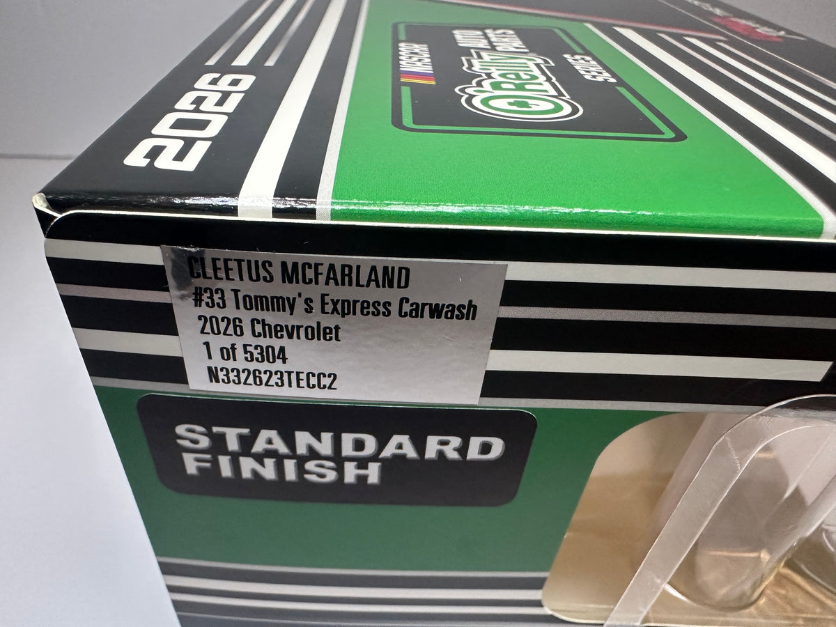 2026 Cleetus McFarland #33 Tommy’s Car Wash RCR Diecast