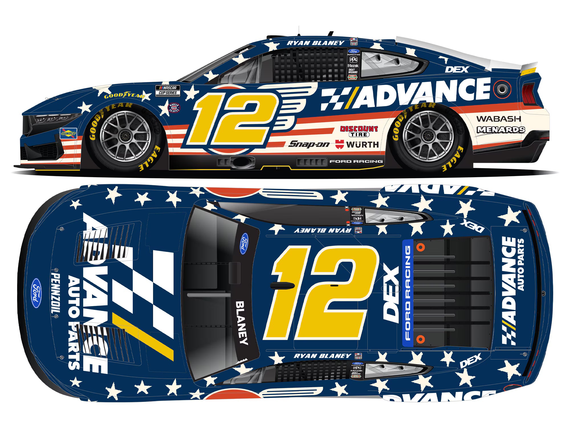 2026 Ryan Blaney #12 Advance Auto Parts Patriotic Diecast *PREORDER*