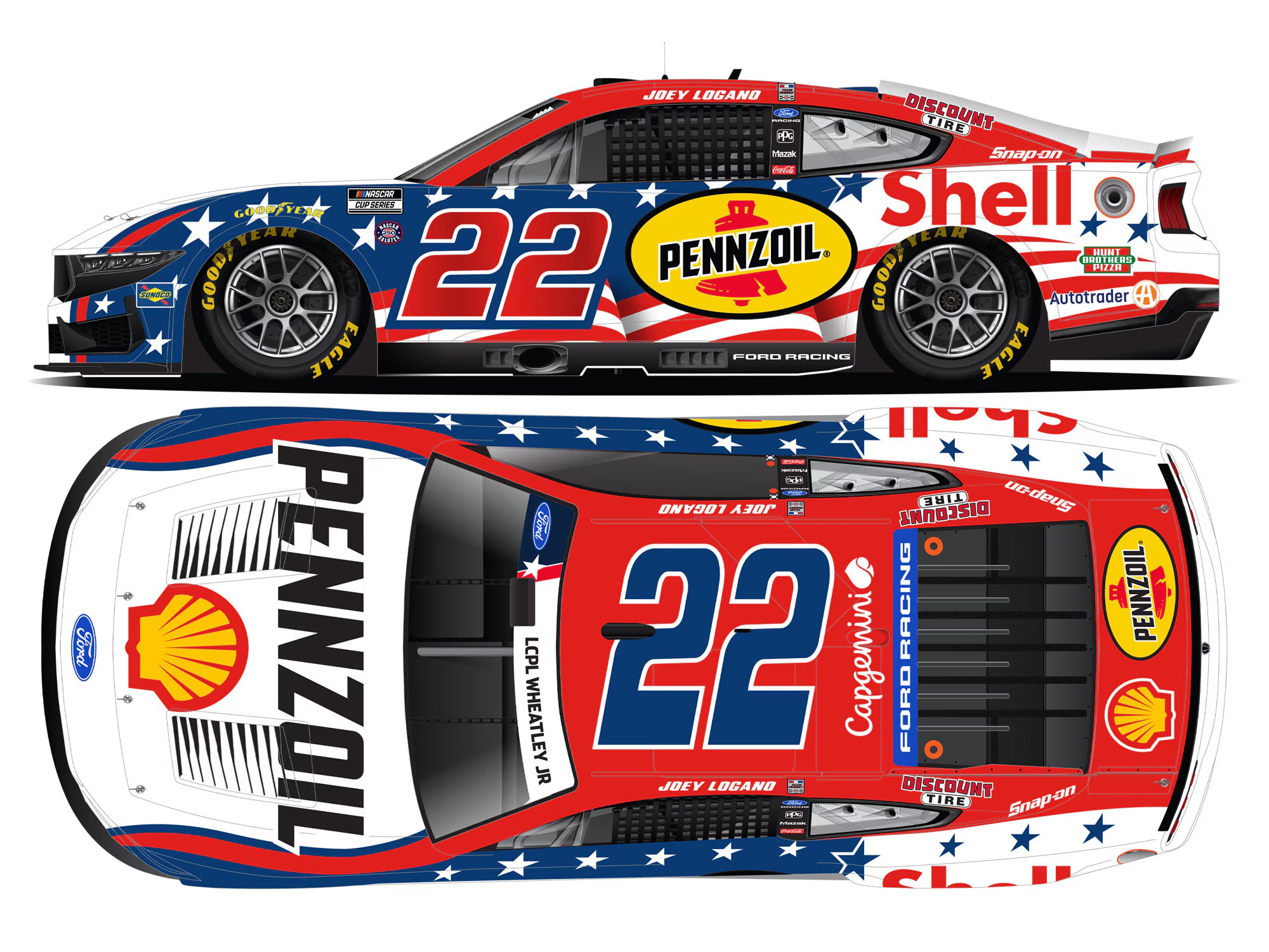 2026 Joey Logano #22 Shell Pennzoil Stars & Stripes Diecast *PREORDER*